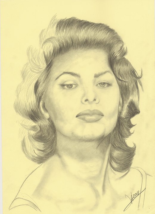 Retrato a lápiz Sofía Loren